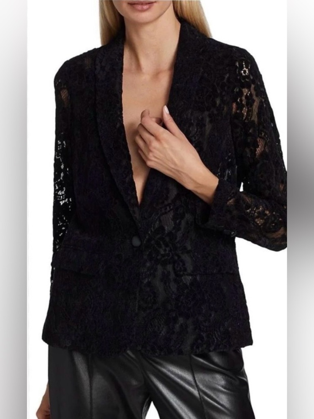 Cami NYC Alpana Velvet Lace Two Buttons Blazer In Black Size XS